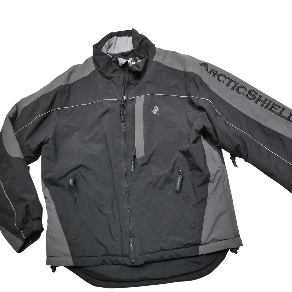 Legendary Whitetail Arctic Shield Jacket Mens L Black Gray Insulated Zip Pockets - Picture 1 of 10